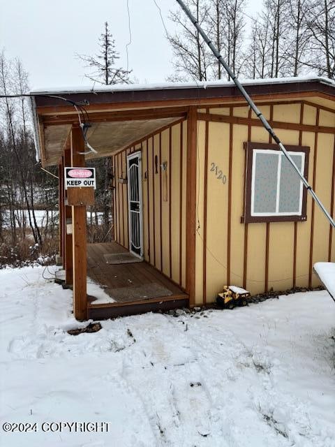 view of snow covered structure