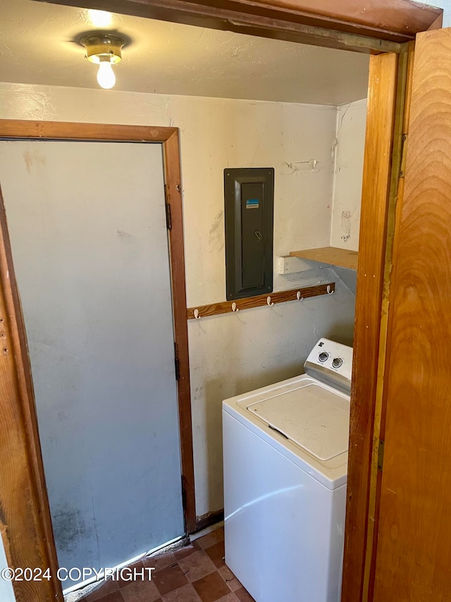 washroom with washer / dryer and electric panel