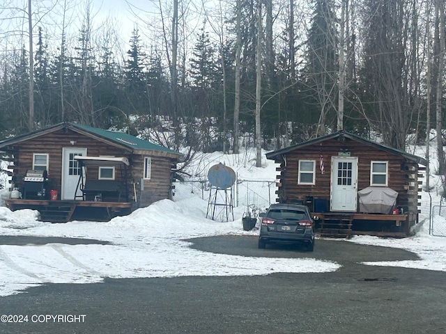 view of log home