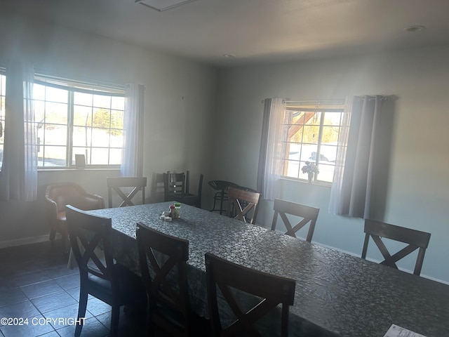 dining room with a wealth of natural light and tile patterned floors