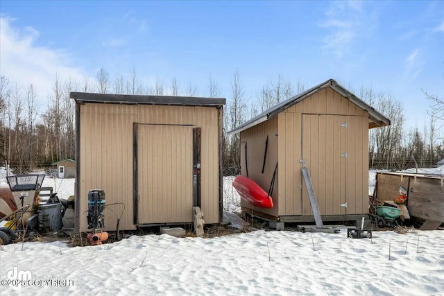 view of snow covered structure