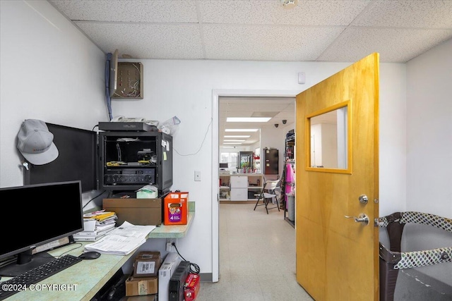 office area featuring a drop ceiling