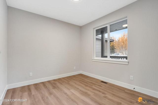 spare room featuring light wood-type flooring