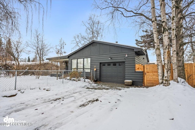 exterior space featuring a garage