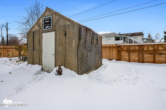 view of snow covered structure