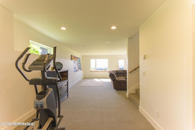 4760 Craftsman Rd, Homer, AK 99603 - workout room featuring recessed lighting, baseboards, and light carpet