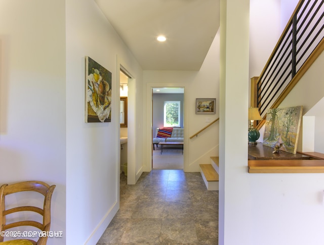 4760 Craftsman Rd, Homer, AK 99603 - hall with stairs, baseboards, and recessed lighting
