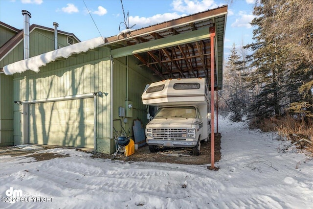 view of snow covered structure