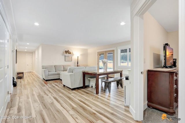 living room featuring light hardwood / wood-style floors