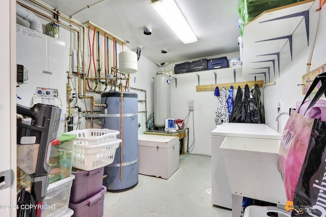 interior space featuring secured water heater