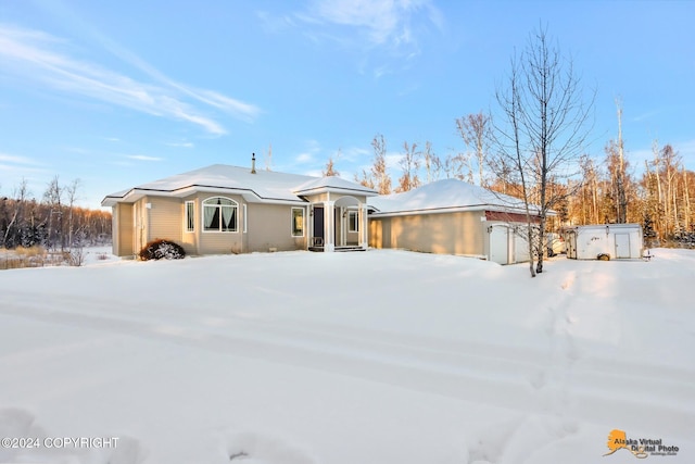 single story home with a garage