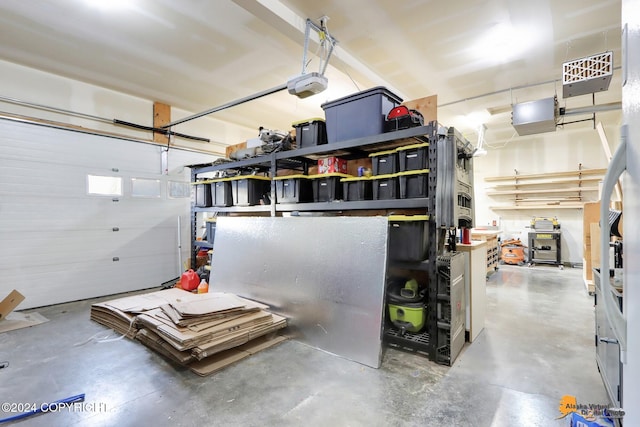 garage with a garage door opener