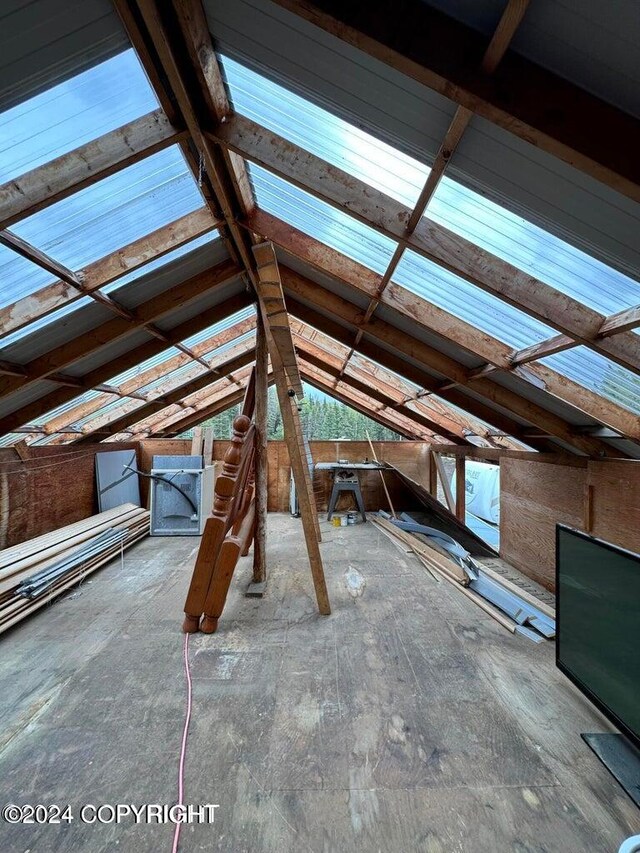 view of unfinished attic