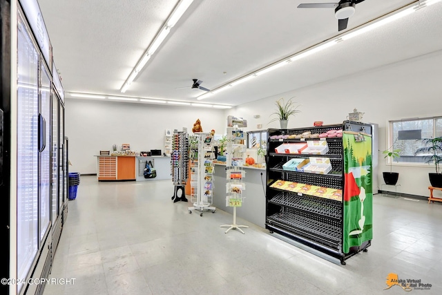 garage featuring ceiling fan