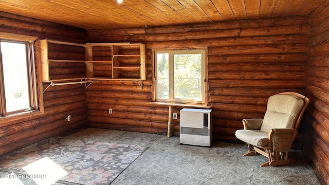 68537 Veater Ave, Ninilchik, AK 99639 - unfurnished room with heating unit, carpet, and wooden ceiling