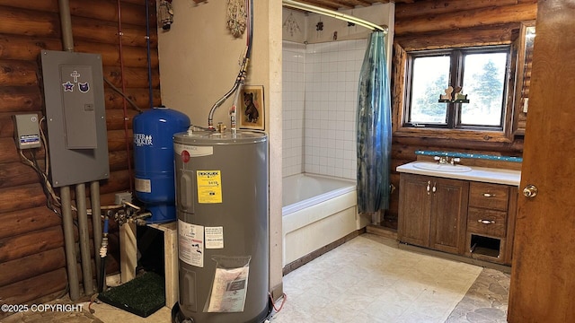 68537 Veater Ave, Ninilchik, AK 99639 - utility room featuring electric water heater, electric panel, and a sink