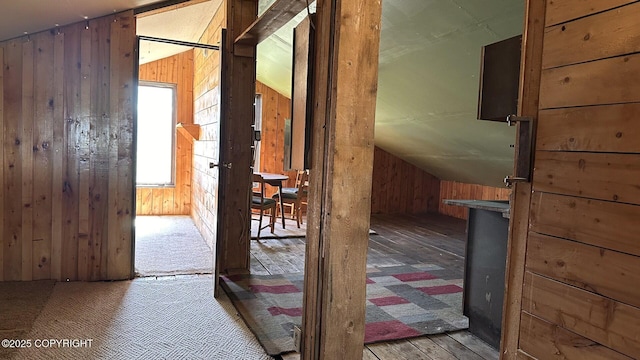 68537 Veater Ave, Ninilchik, AK 99639 - corridor with wooden walls and lofted ceiling