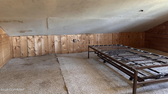 68537 Veater Ave, Ninilchik, AK 99639 - playroom featuring carpet flooring, wood walls, and vaulted ceiling