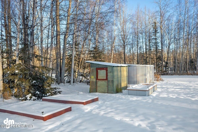 view of snow covered structure