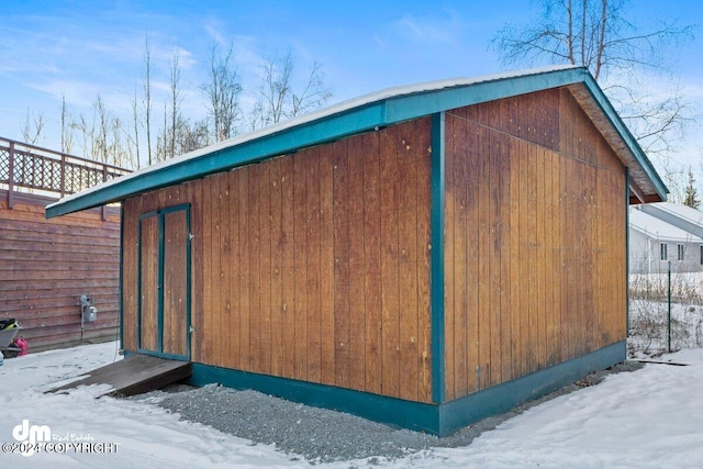 view of snow covered structure