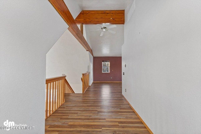 corridor featuring dark wood-type flooring