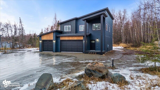 exterior space featuring a garage