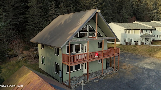 view of front of house with a deck