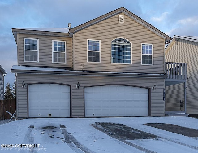 view of front property with a garage