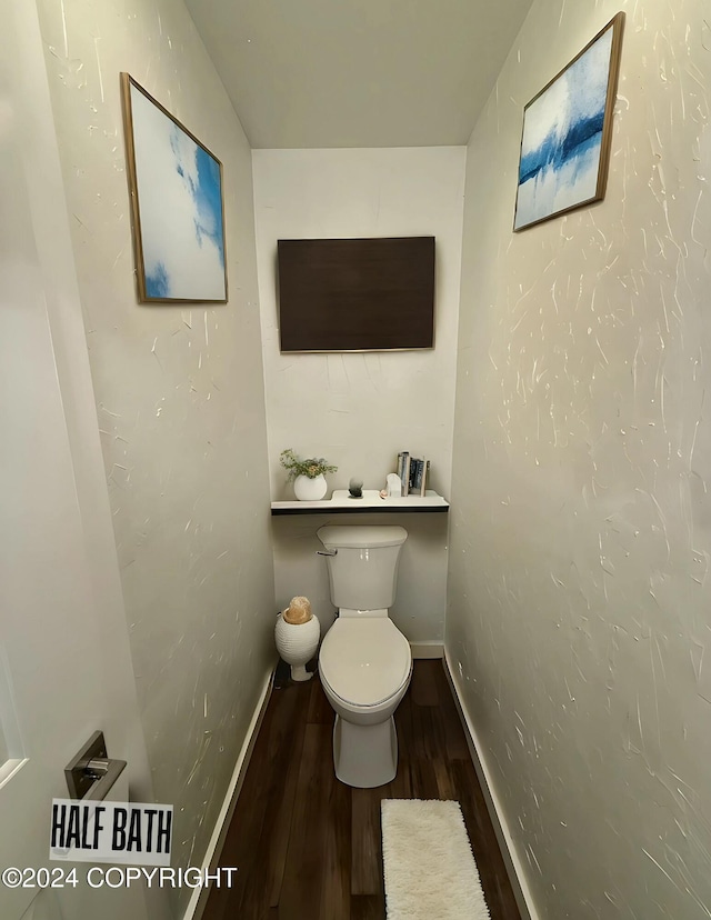 bathroom featuring wood-type flooring and toilet