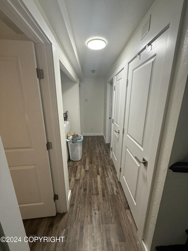 hall featuring dark hardwood / wood-style flooring