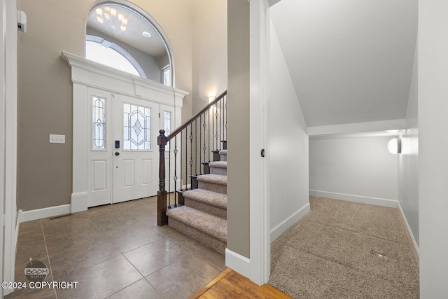 view of tiled foyer entrance