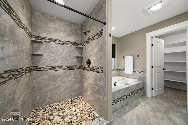 bathroom with plus walk in shower