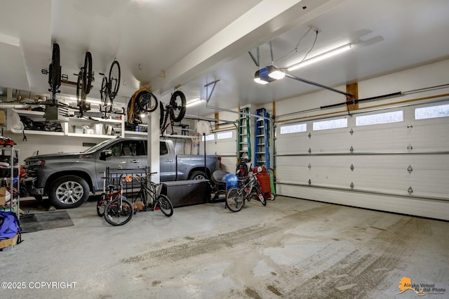 garage with a garage door opener