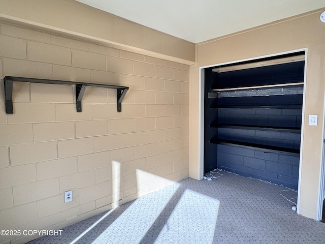 interior space featuring concrete block wall