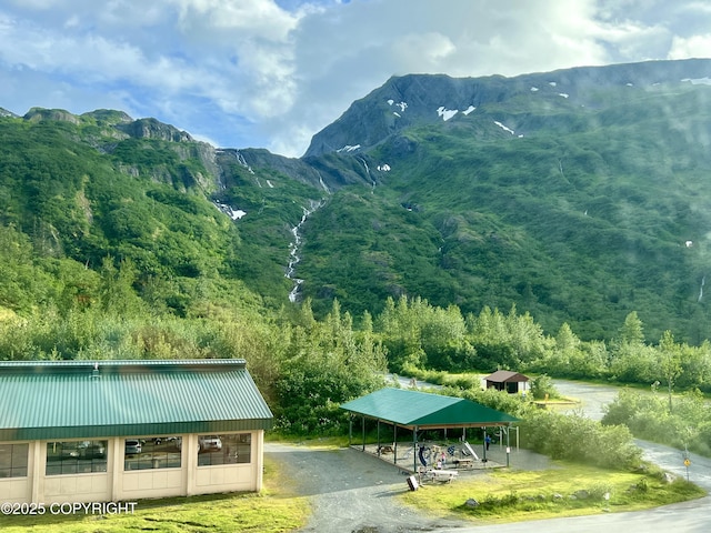 property view of mountains with a forest view