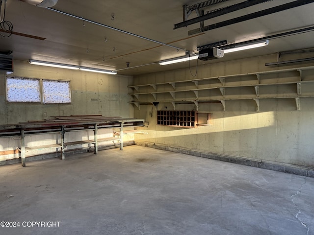 garage with a garage door opener