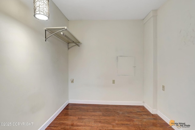 spacious closet with dark hardwood / wood-style floors