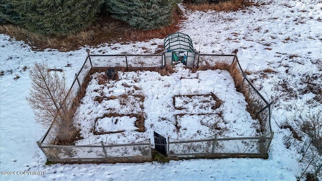 view of yard covered in snow