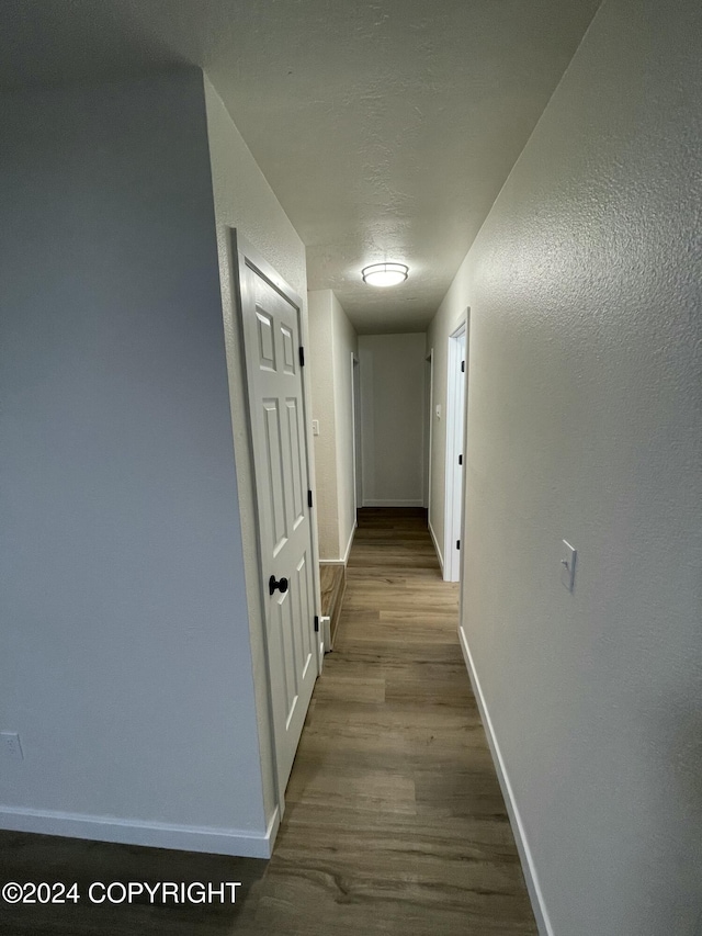 corridor with light wood-type flooring