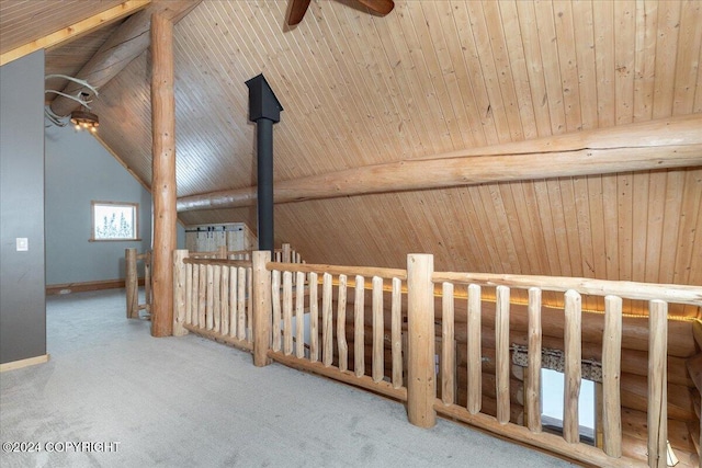 TL-215 Old Valdez Trl, Salcha, AK 99714 - additional living space with a ceiling fan, wood ceiling, and carpet flooring