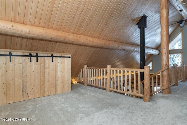 TL-215 Old Valdez Trl, Salcha, AK 99714 - additional living space featuring carpet floors, wood ceiling, and wooden walls