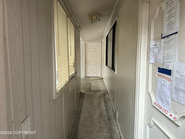 9231 Campbell Ter, Anchorage, AK 99515 - corridor with dark colored carpet and wooden walls