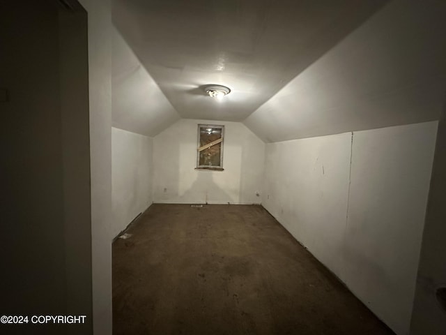 additional living space featuring lofted ceiling