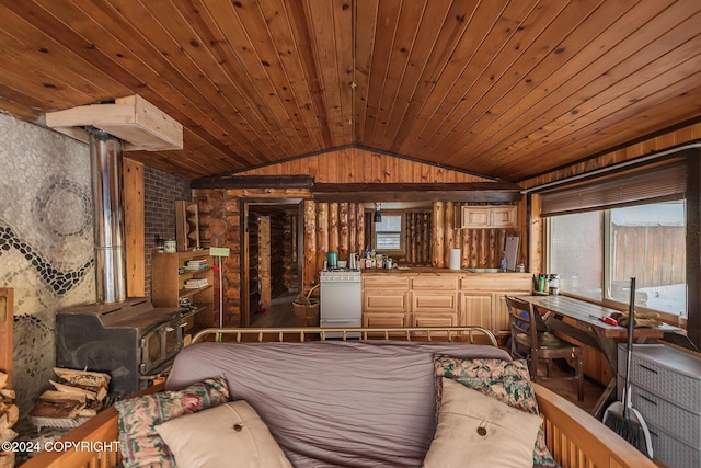 living area featuring vaulted ceiling