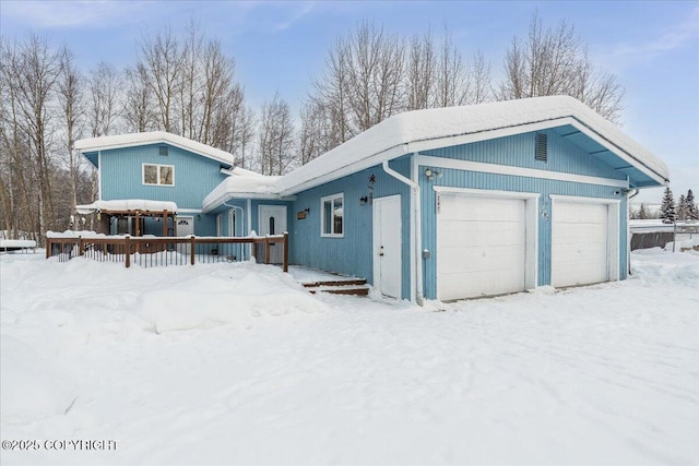 exterior space featuring a garage