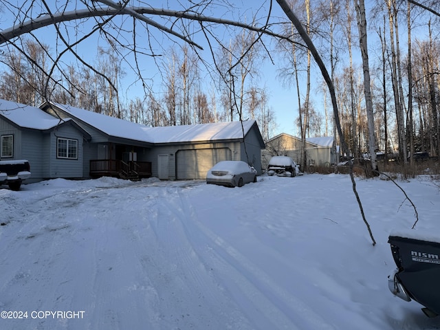 view of snow covered property