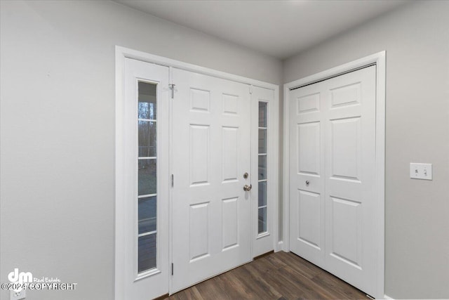 entrance foyer featuring dark wood-type flooring