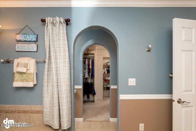 bathroom with tile patterned floors