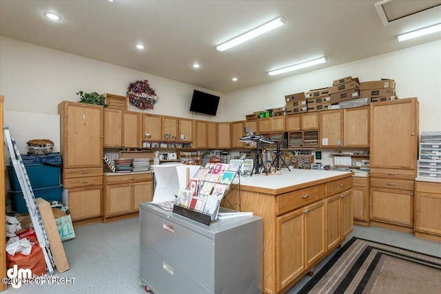 kitchen with a center island