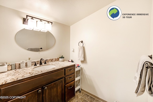 bathroom with vanity and tile patterned floors